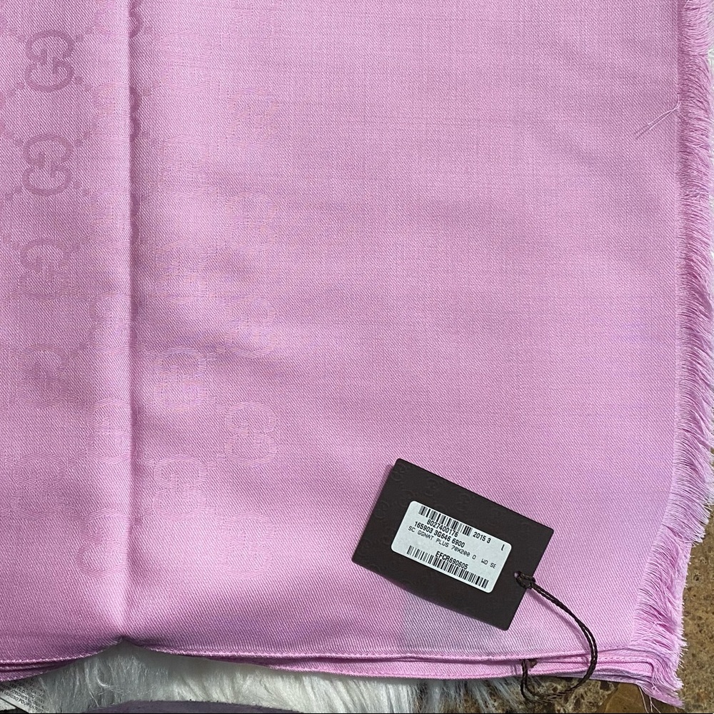 Rare color bnwt Gucci GG shawl scarf pink - Picture 10 of 12